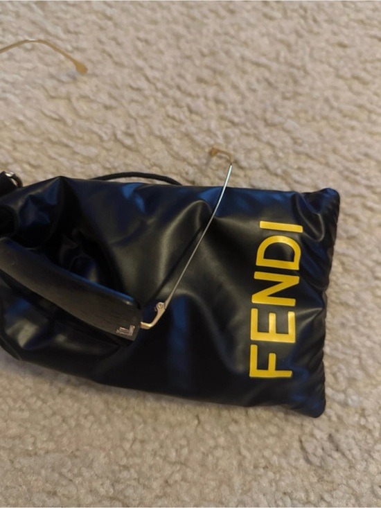 Fendi Accessories - Fendi Black Sunglasses with Yellow Logo Soft Case